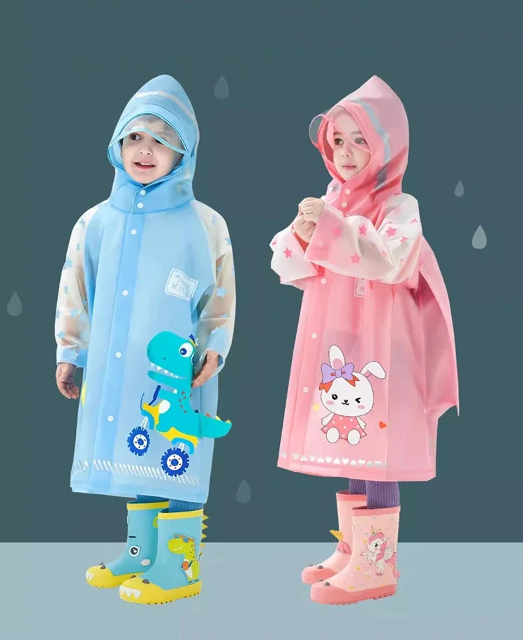 Kids Waterproof Cartoon Raincoat | Dinosaur & Unicorn