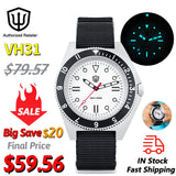 Watchdives WD1972 Quartz Watch VH31 Sweep Seconds Movement Sapphire Crystal BGW9 Luminous 20Bar Waterproof Vintage Men Watches