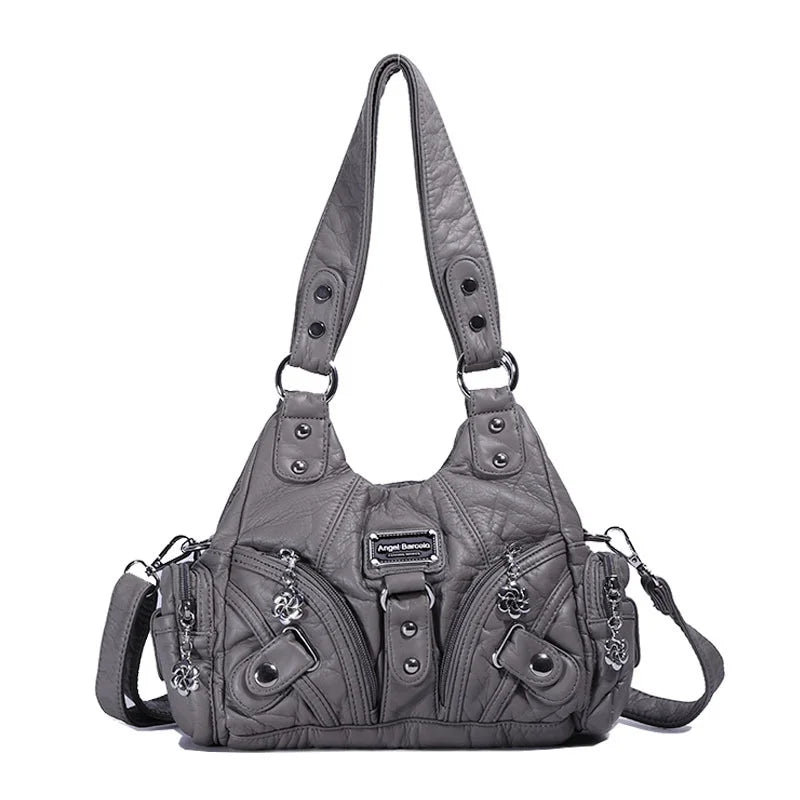 Angelkiss Women Handbags Rose Soft Tote Bag Small Top-handle Purse Fashion Satchel Multi-Pockets Shoulder Bag Hobos Phone Pack