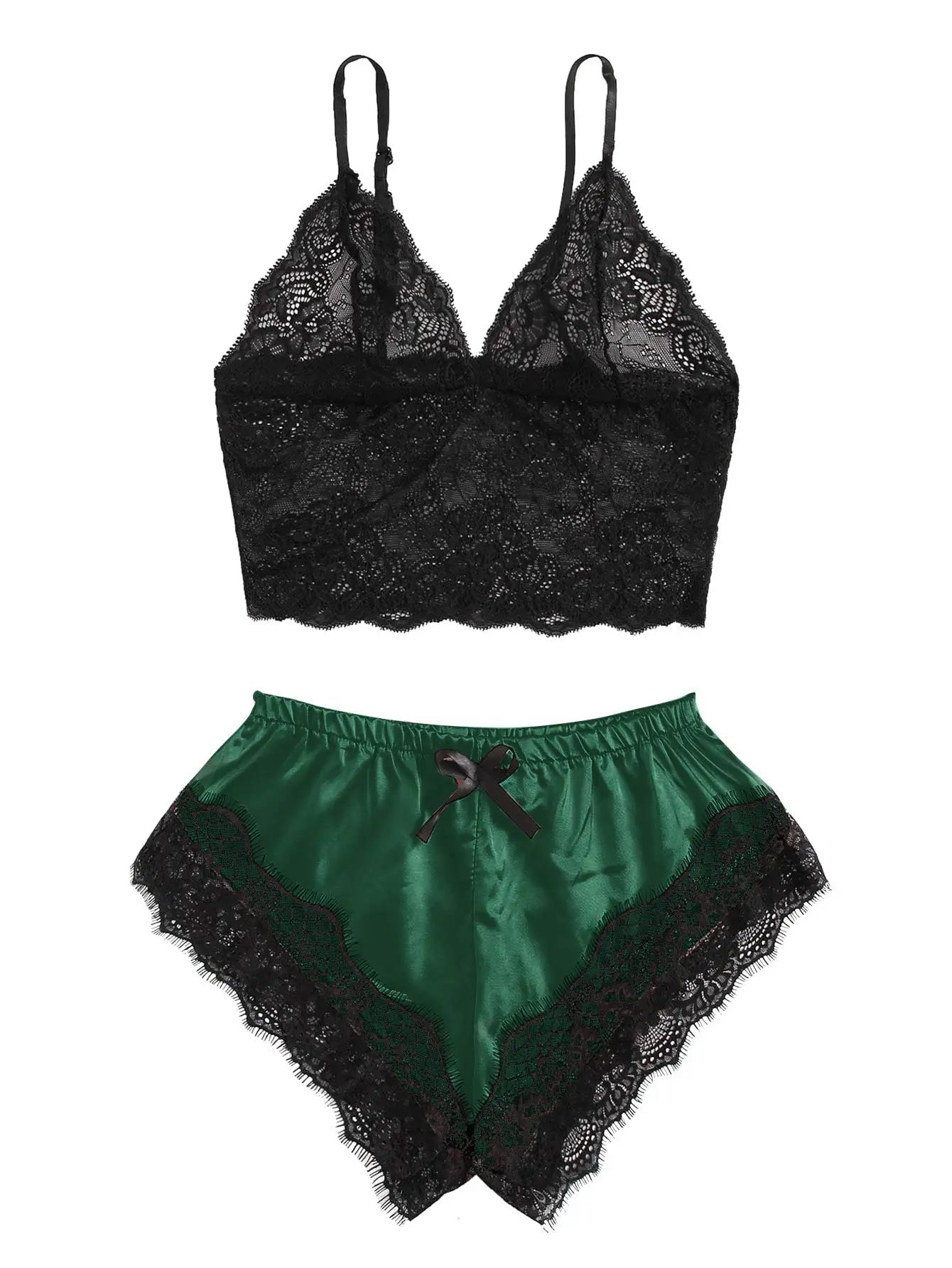 Women’s Plus Size Lace 2-Piece Pajama Set