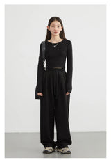 Women's High-Waisted Drawstring Wide-Leg Pants