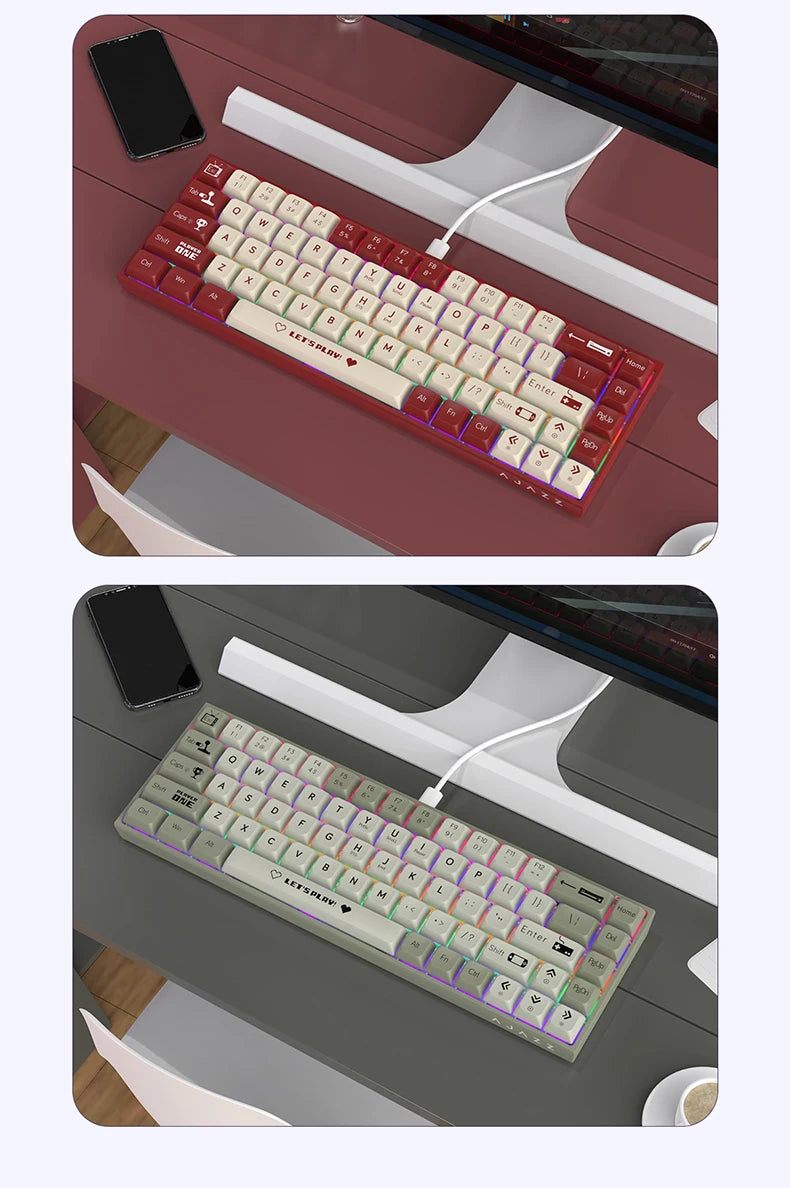 AJAZZ AK680 65% Wired Gaming Mechanical Keyboard Hot Swap Mini Keyboard Custom Keycap Gasket for Pc Laptop