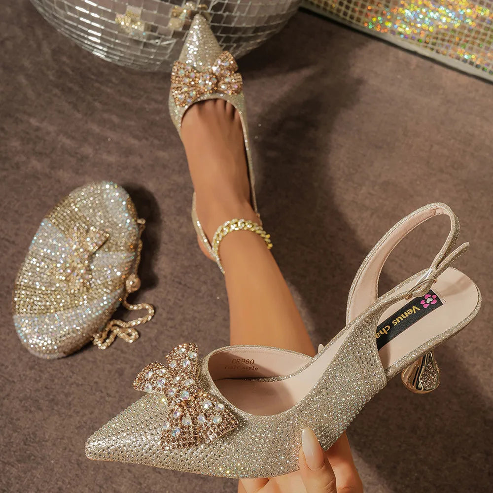 Venus Chan Pointed-Toe Heels & Handbag Set for Women