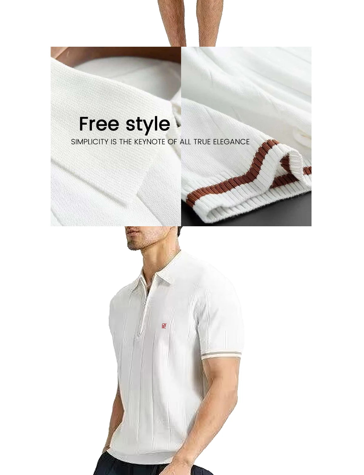 Men's Knit Polo Half-Zip | Embroidered Collar Tee