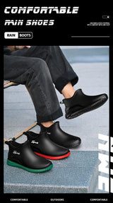 Fashionable Adult Short Rain Boots Waterproof Ankle Shoes Anti-Slip Durable Rubber Footwear For Men Women Suitable for Rainy Day