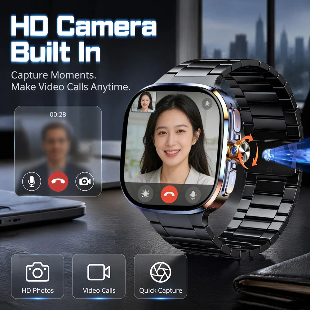 8GB+128GB RAM 4G/3G Smart Watch 2.40 inch AMOLED 2100mah Battery 900W Camera GPS WIFI Google APPS Download Smartwatch Android 10