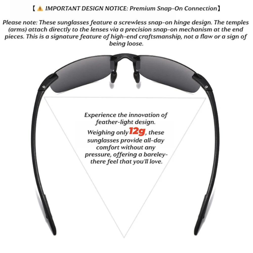 TR90 Frameless Polarized Aviator Sunglasses – Ultralight