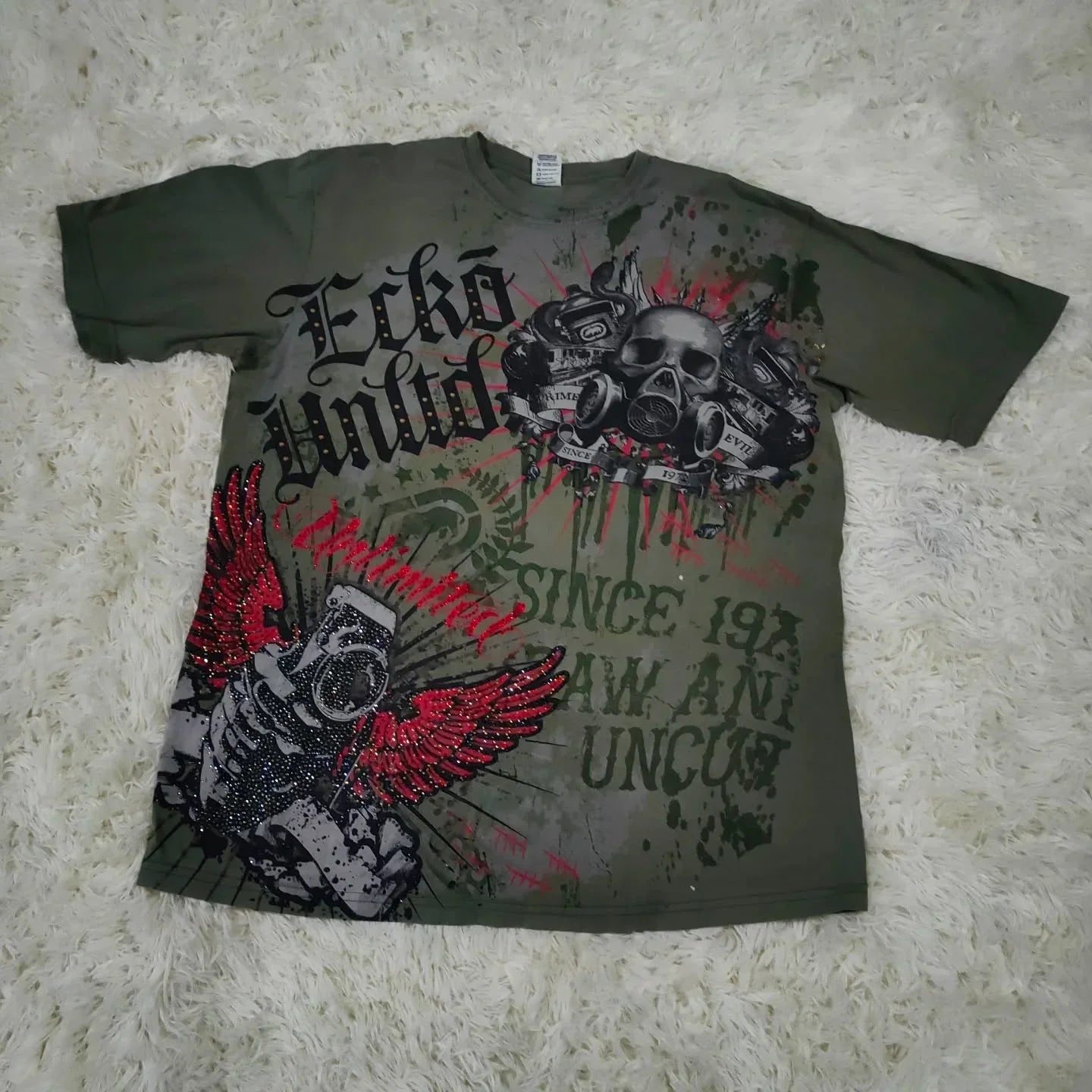 Men's Affliction Style Y2K Graphic Tee – Double-Sided Print