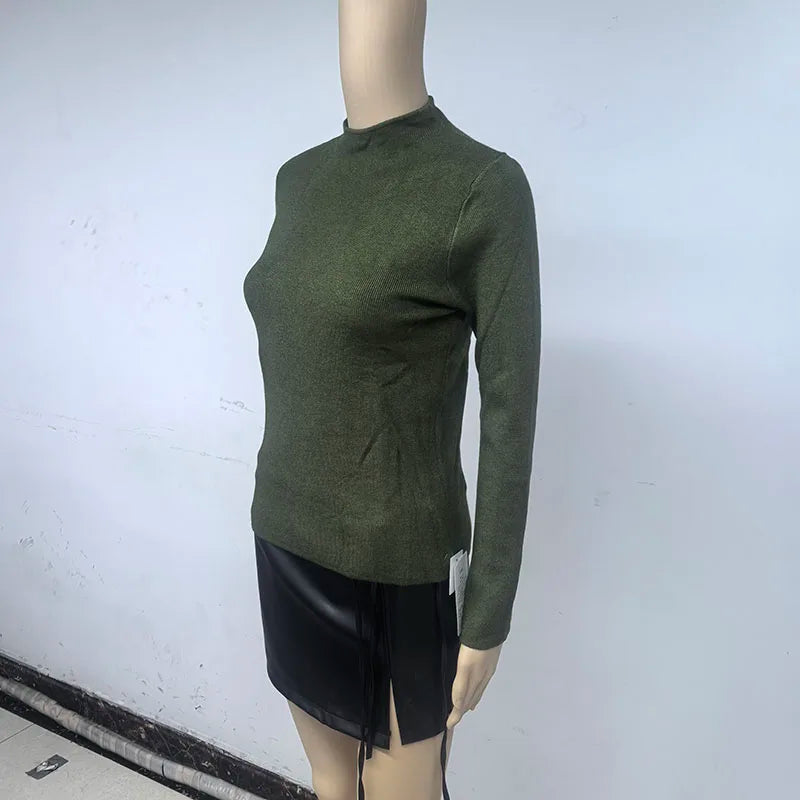 Women's Mock Neck Slim Fit Knit Sweater
