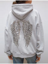 Trendy Creative Hooded Sweatshirt Wing Patterns Chic Designed Fashion Casual Long Sleeved Tops Versatile Women's Autumn Wear