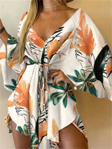 Bohemian Floral V-Neck Mini Dress