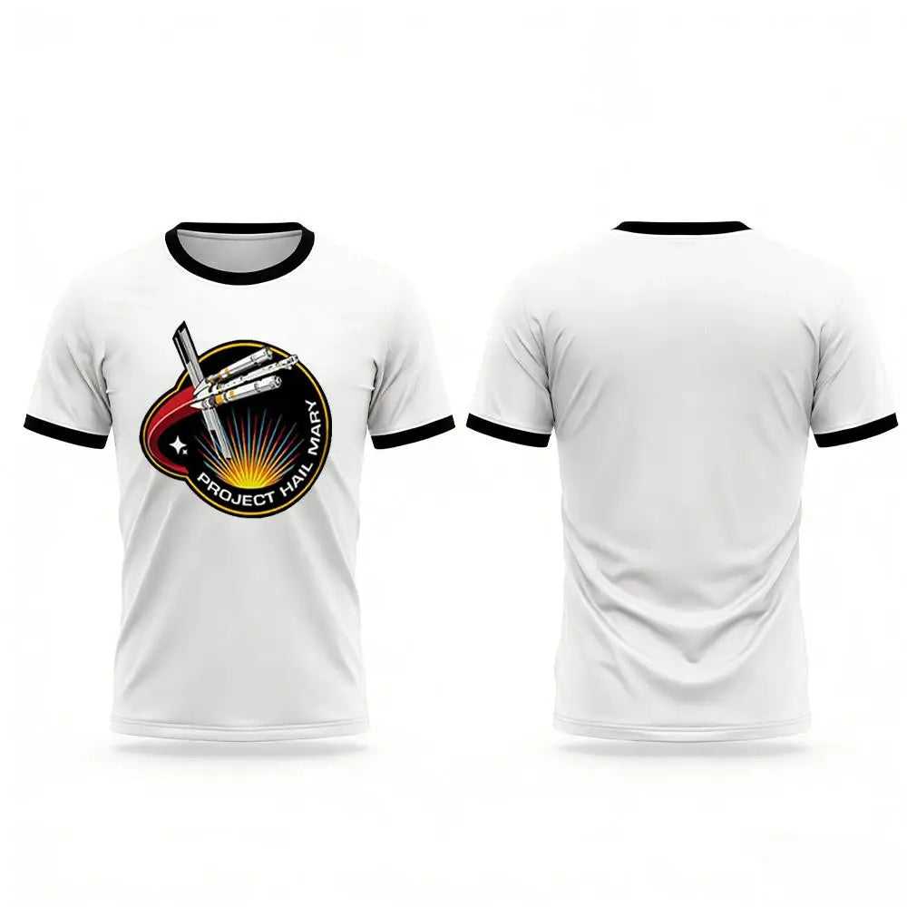 New Project Hail Mary Theme T-shirt Science Fiction Fan Mission Badge Retro Space Pattern Tee Men's And Women's Book Lover Gift