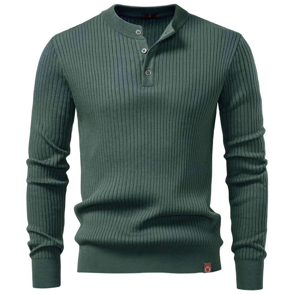 AIOPESON Ribbed Stripe Polo Shirt – Men's Long Sleeve