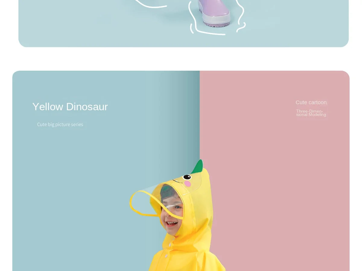 Kids' Whimsical Waterproof Raincoat with Backpack Space