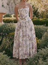 Floral Print Spaghetti Strap Midi Sundress - Elegant Boho Chic Summer Beach Dress