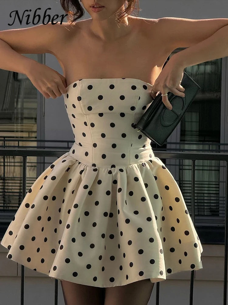 Y2K Polka Dot Mini Dress – Backless Bow Detail Streetwear