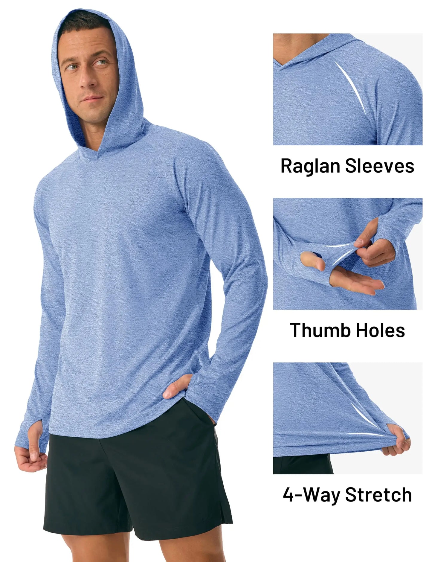 Men's UPF 50+ Sun Hoodie — Long Sleeve Quick-Dry Rash Guard