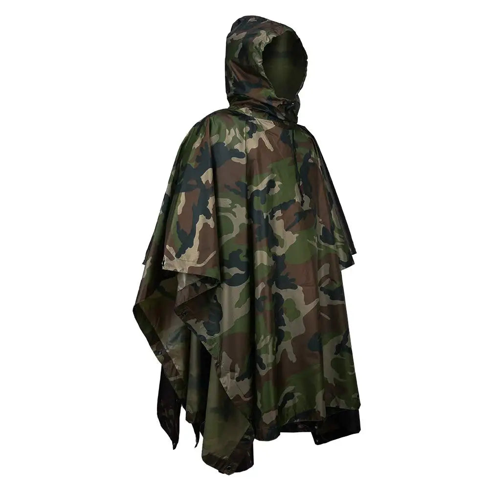Tactical Camo Raincoat – Packable Waterproof Poncho
