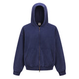 New Autumn and Winter Cashmere Zip Up Jacket Streetwear Casual Oversized Acid Washed Wax Printed Hooded Fleece Zipper Hoodie