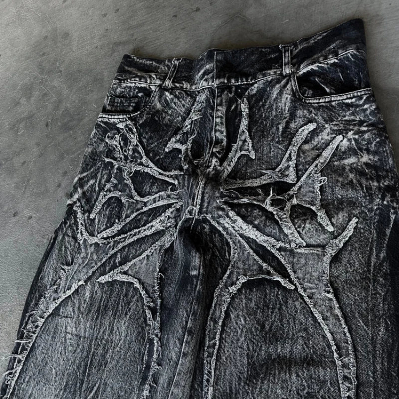 Y2K Phantom Spider Patch Baggy Jeans