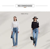Amii Flared Jeans Autumn 2026 New Commuter Style Casual Versatile Women's Pants Solid Color Denim Trousers For Women 12621032