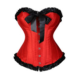 Contrast Ruffled Corset Tube Top