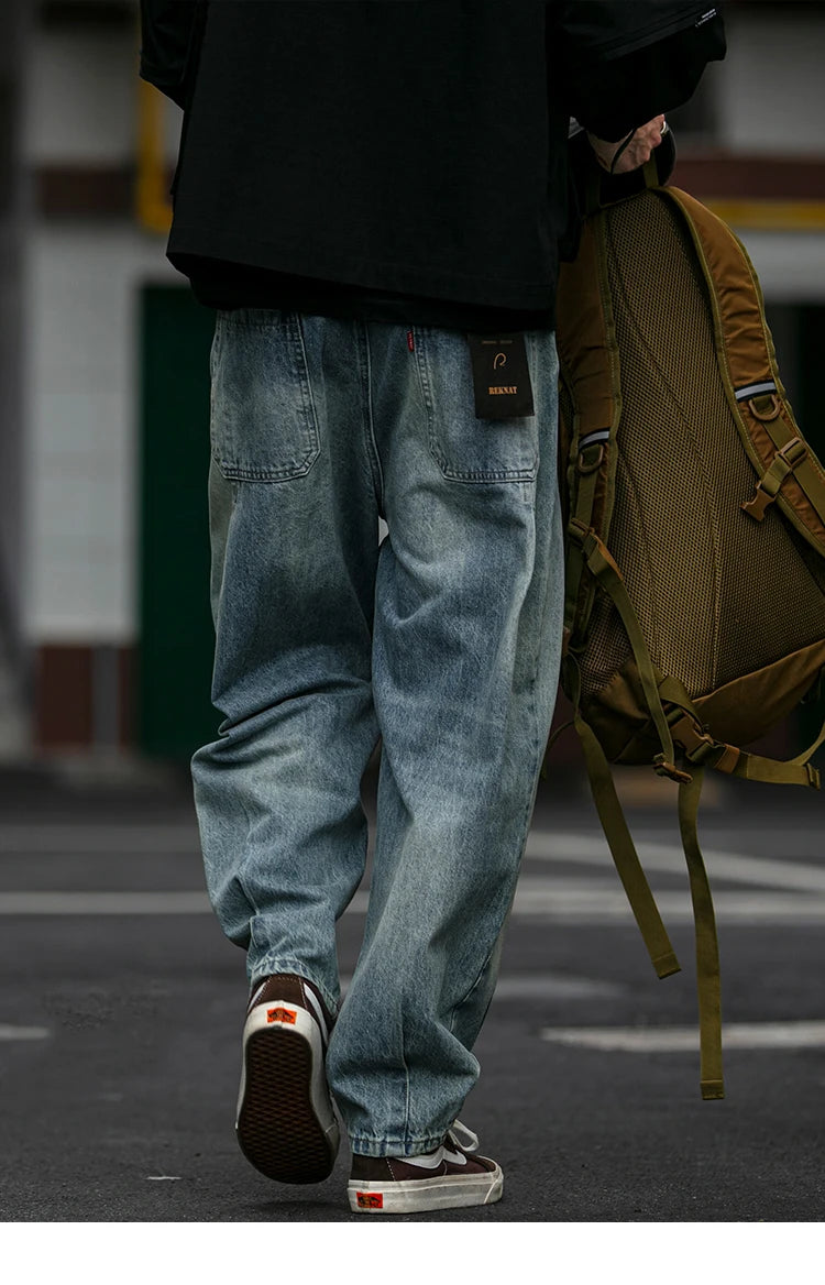 Men's Loose Fit Denim Cargo Jeans
