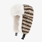 Winter Striped Knit Faux Fur Trapper Hat Women Thermal Fluffy Ushanka Earflap Cap Vintage Skiing Bomber Trooper Bonnet Pattern