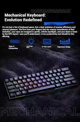2026 New USB Gaming Mechanical Mini Keyboard Red Switch RGB Backlit 61 Keys Wired Feel for Game/Office