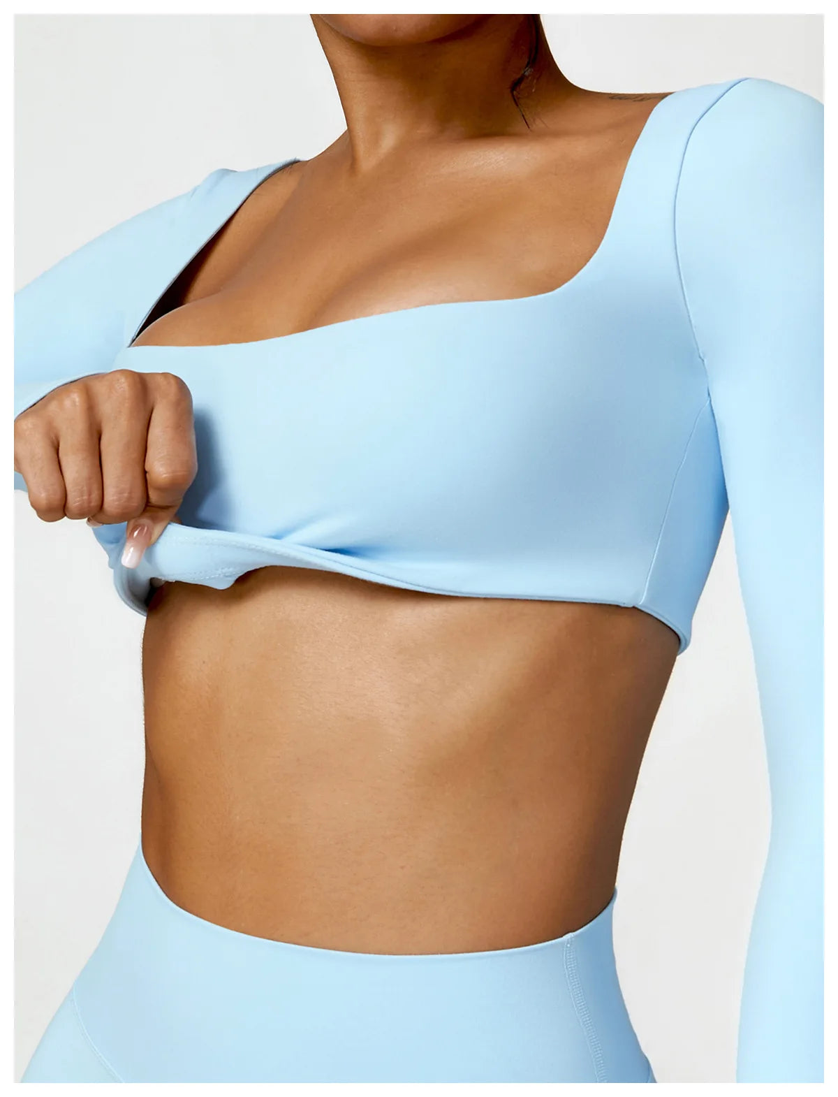 2-Piece Women's High-Waist Yoga Set – Seamless Long Sleeve Workout Suit