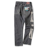 High Quality Japan KAPITAL Hirata Kazuhiro Bone Skeleton Embroidered Pattern Casual Jeans for Men