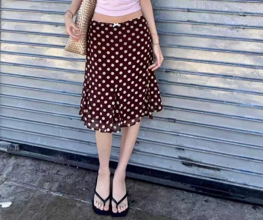 Vintage High-Waist Pleated A-Line Skirt