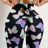 Women's High-Waist Butterfly Print Booty-Lift Yoga Leggings