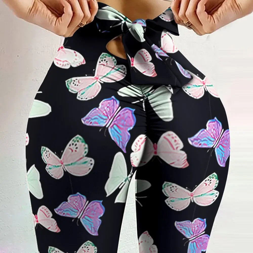 Women's High-Waist Butterfly Print Booty-Lift Yoga Leggings