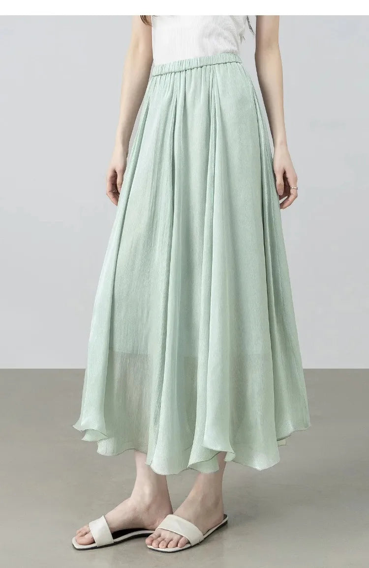 Sentubila Flowy A-Line Skirt – Iridescent Sheen