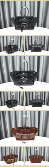 Genuine Cowhide Leather Tote Top Women's Bag Large-Capacity Neutral Motorcycle Wing Underarm Messenger Bag for Ladies 2025