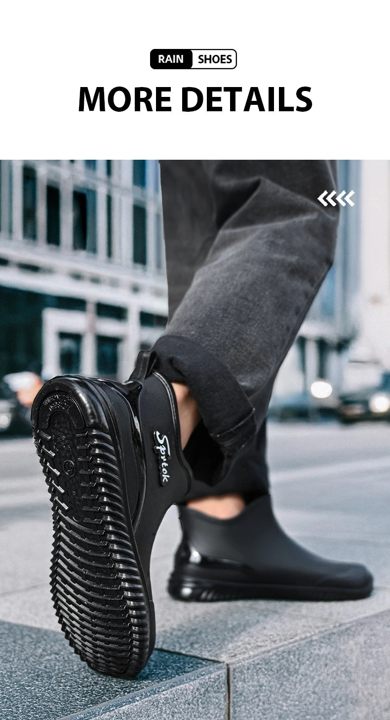 Fashionable Adult Short Rain Boots Waterproof Ankle Shoes Anti-Slip Durable Rubber Footwear For Men Women Suitable for Rainy Day