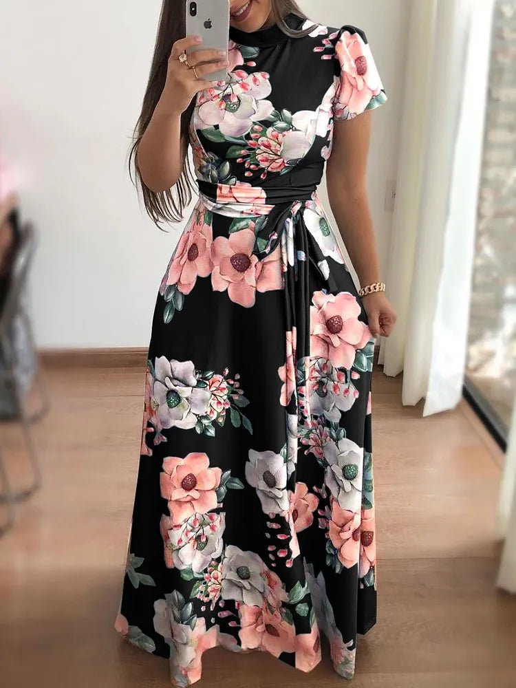 Floral Print Floor-Length Maxi Dress