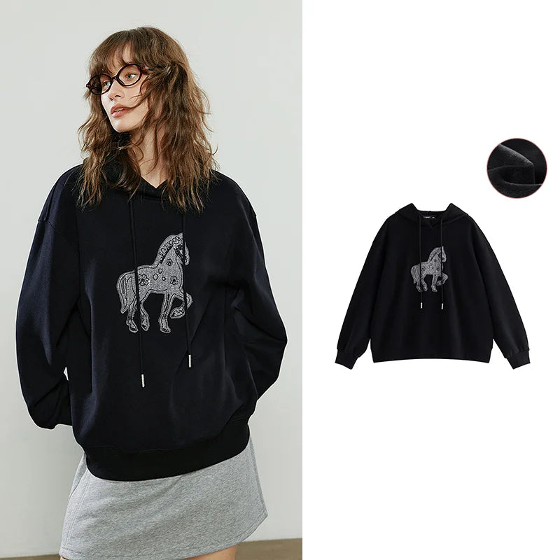 Women's Embroidered Relaxed-Fit Hoodie