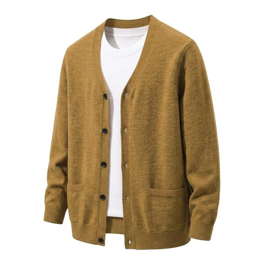 Men’s V-Neck Button Cardigan with Pockets