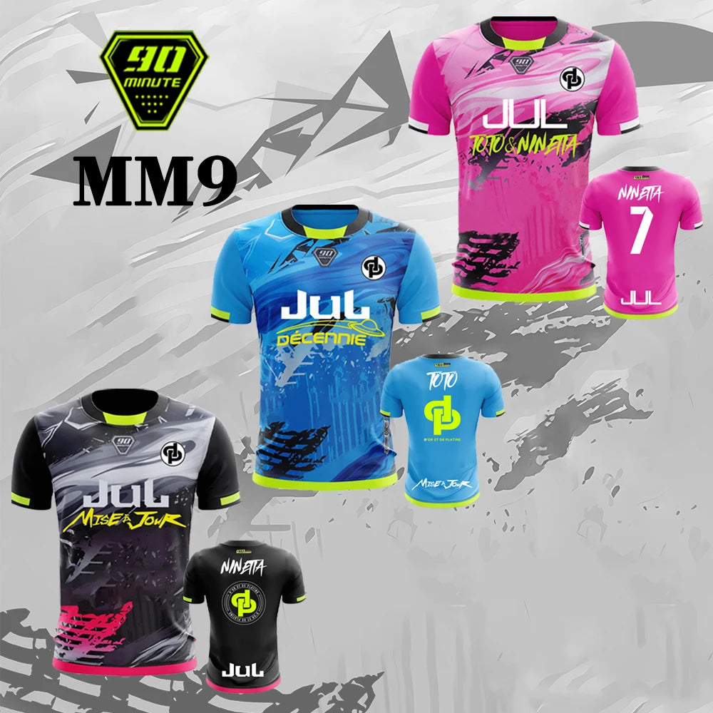 90 Minutes Series MM9 JUL Football Shirt Men's Summer Outdoor Sports Quick-drying Jersey Fitness Training O-neck T-shirt