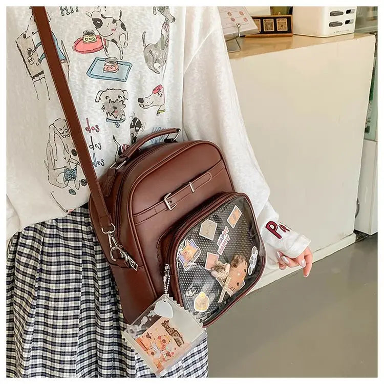 New Women Fashion Casual Backpack Preppy Style One Shoulder Crossbody Handbag Original Niche Design Girl Ulzzang Ita Bag