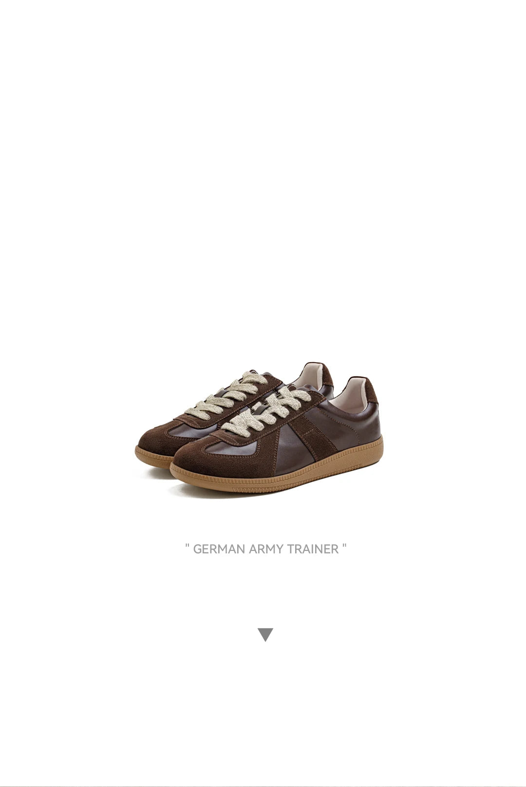 Maden Classic Brown Spliced German Trainer Shoes Flat Low-top Sneakers for Men's Spring and Autumn Casual Lace-up Sporty Shoes