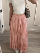Women's Pleated Maxi Skirt – Elegant A-Line Beach Style