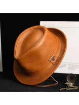 Men's Genuine Leather Cowhide Fedora Hat