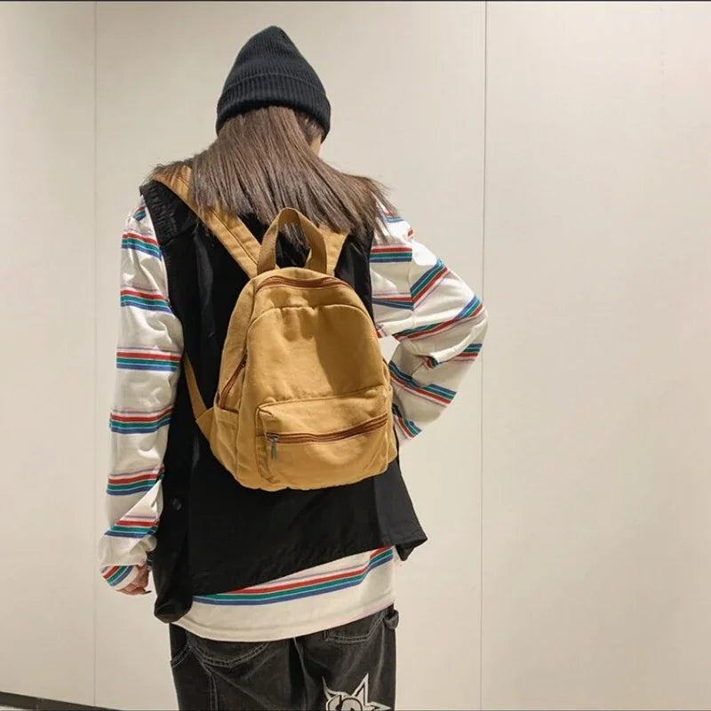 Mini Canvas Backpack – Vintage Unisex Rucksack