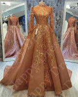 Luxury 3D Appliqué High-Neck Evening Gown | Formal
