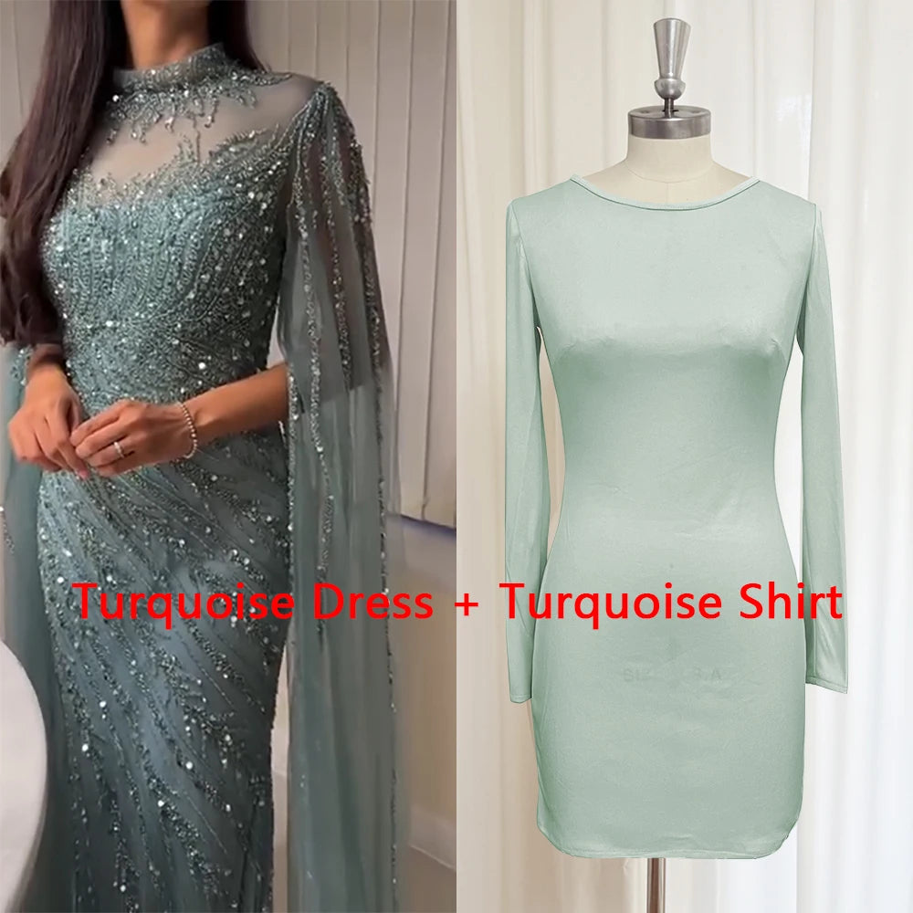 Luxury Beaded Mermaid Evening Gown | Cape Sleeve