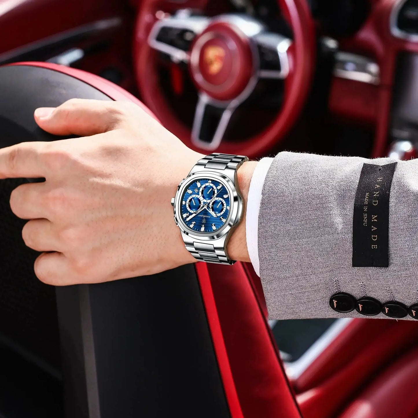 POEDAGAR 834 Men's Luxury Chronograph Watch | Stainless Steel