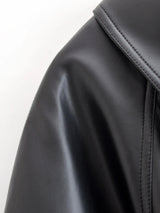 HH Women Vintage Motorcycle Jacket With Belt Faux Leather Trench Coat Long Sleeve Lapel Zipper Jacket Autumn High Street Outwear